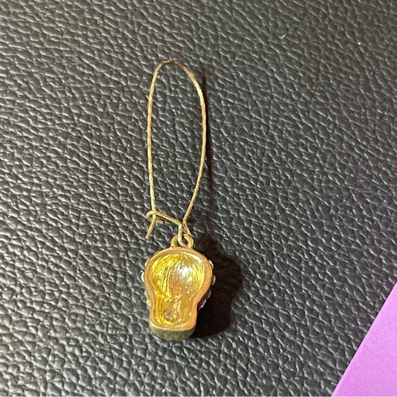 Gold Skull Earrings with Crystal Accents - Picture 4 of 7
